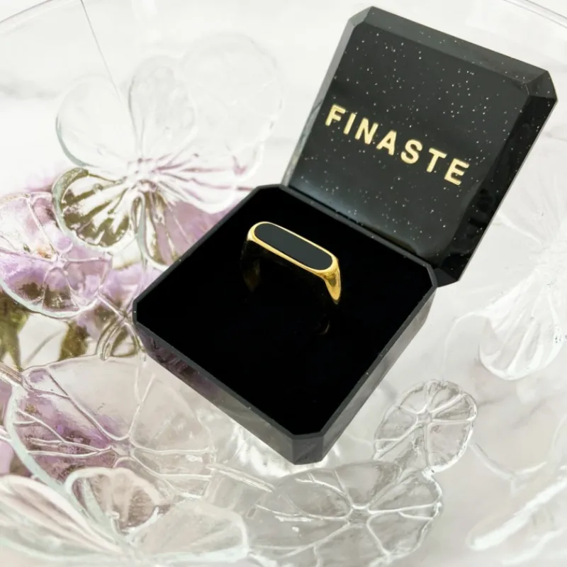 Finaste Zegelring zwart kleur goud Clearance