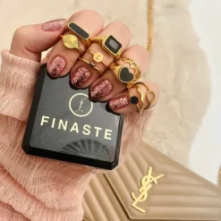 Finaste Zegelring zwart kleur goud Clearance