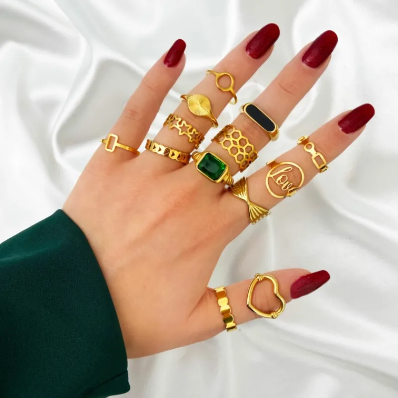 Finaste Zegelring zwart kleur goud Clearance