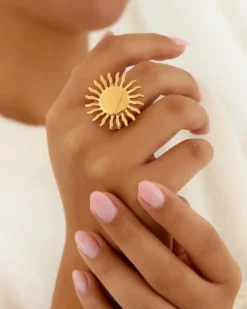 Finaste Zon ring statement goudkleurig Fashion