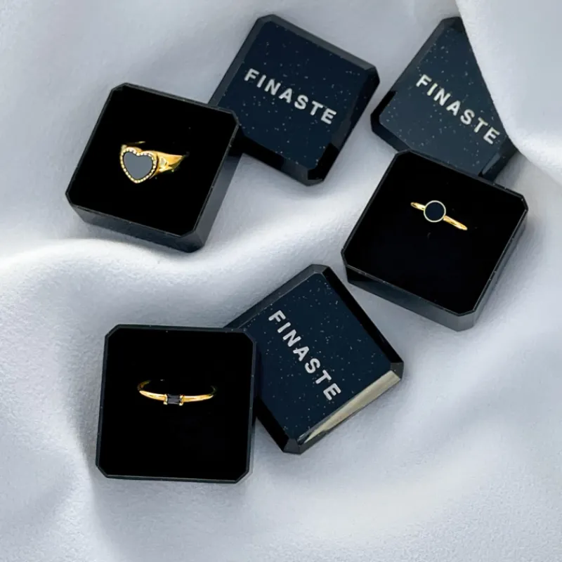 Finaste Zwarte jetset ring goudkleurig Clearance
