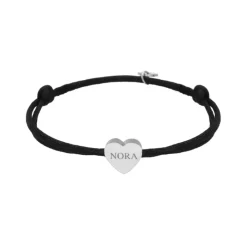 Finaste Zwarte Satin Heart Armband Met Initials Outlet